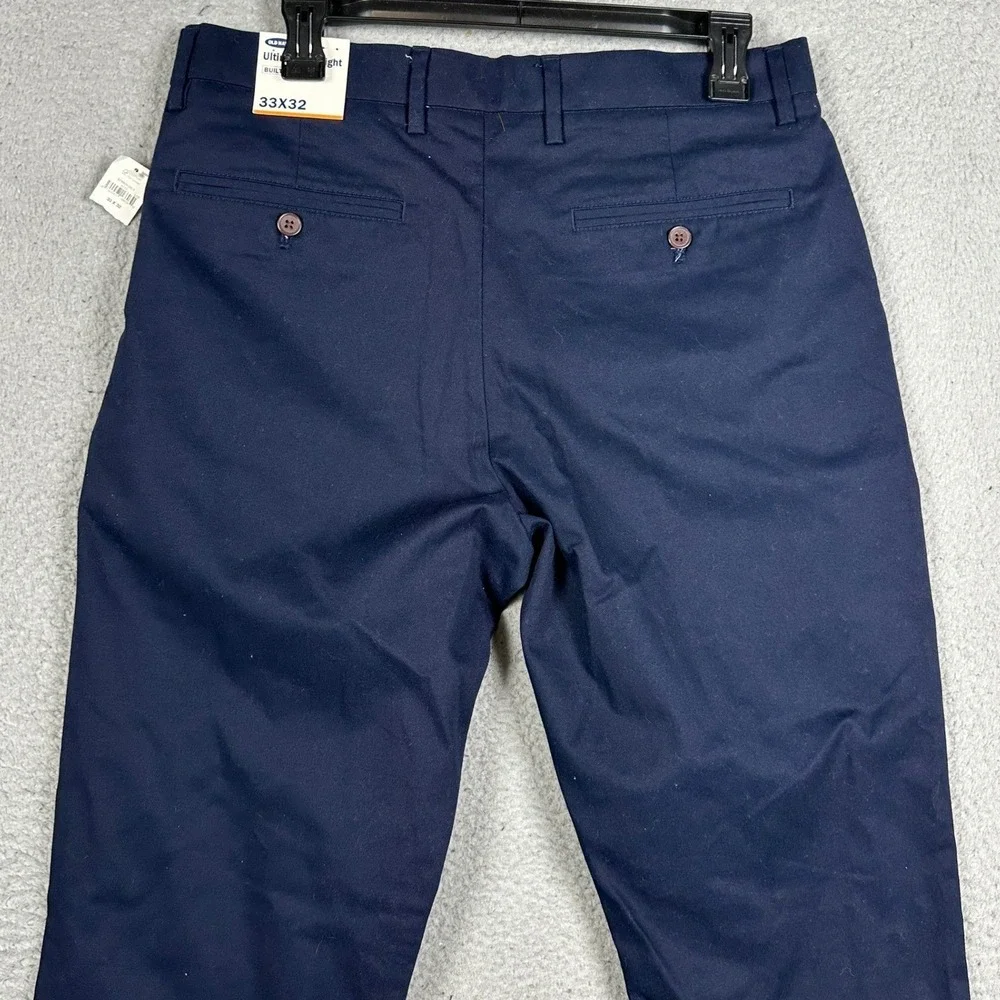 NEW Old Navy Pants Mens 33X32 Navy Blue Ultimate Straight Built-In Flex Chinos